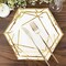 25 White 9" Hexagon Paper Salad Dinner Plates Gold Trim Tableware